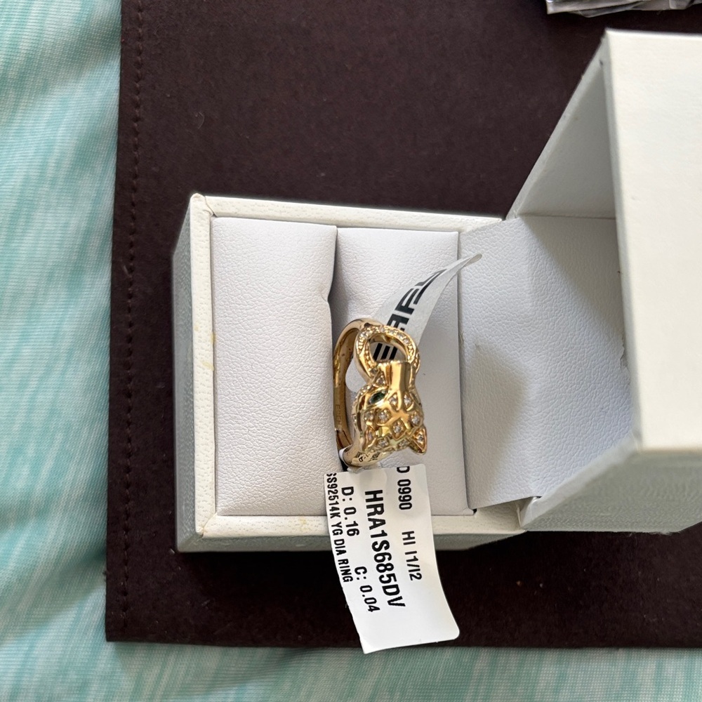 Effy silver with gold overlay  Panther Ring with diamond Accents - Picture 2 of 5